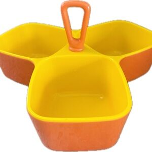 Retro 70s Orange and Yellow Serving Tray dips and snacks